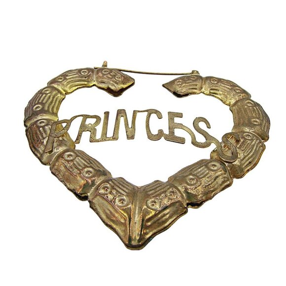 Chunky Princess Earrings Bamboo Thick Heart Shaped Hoop Dangle Fashion 2.5x3" - Picture 2 of 10